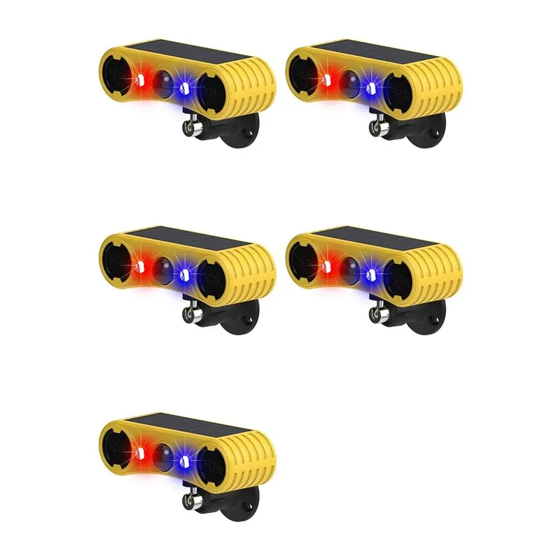 

Солнечная сигнализация ABFA 5X с датчиком движения, уличный предупредительный световой сигнал, система оповещения о безопасности с 13 звуками, отпугиватель животных для фермы, двора, сарая