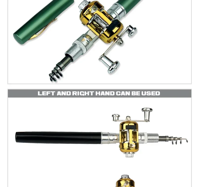 [Zubehör für Angelruten rollen] Tragbare Taschen-Teleskop-Angelrute rolle Full Kit Stift form Stange 96cm für Angel anfänger – Detail 9