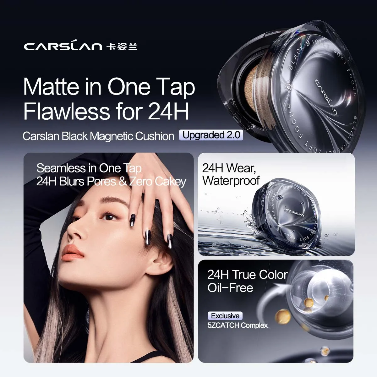 Cartsan-黒の磁気BBクリーム,エアクッション,CCクリーム,オイルコントロール,長持ち,保湿ファンデーション,フェイスベース