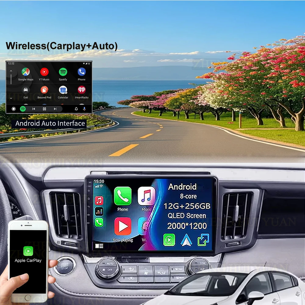 Android 15 Carplay Car Radio For Toyota RAV4 RAV 4 XA40 2012-2019 Navigation GPS Multimedia Player WiFi+4G stereo BT 360 Camera