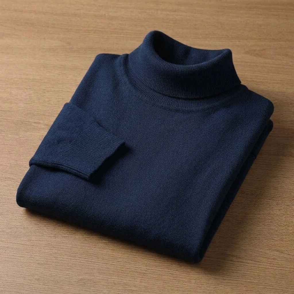 Herren Rollkragenpullover aus Strick, Herbst, lässig, schmal geschnitten, warm, langärmelig, klassische Thermo-Winterkleidung für Herren, Mäntel – Detail 9