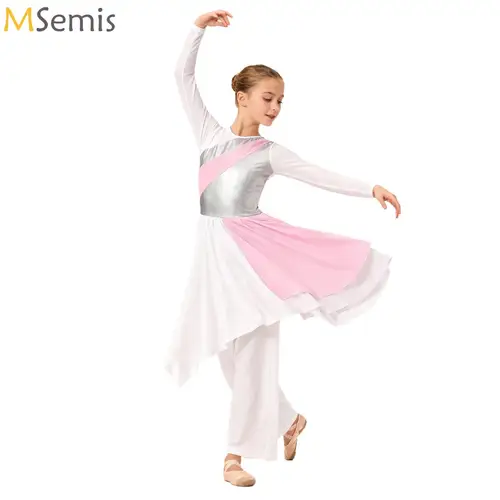 Imagen 1 del producto Vestido de alabanza litúrgica para niñas, trajes de actuación de danza lírica, coro de iglesia, adoración, Ropa de baile de salón