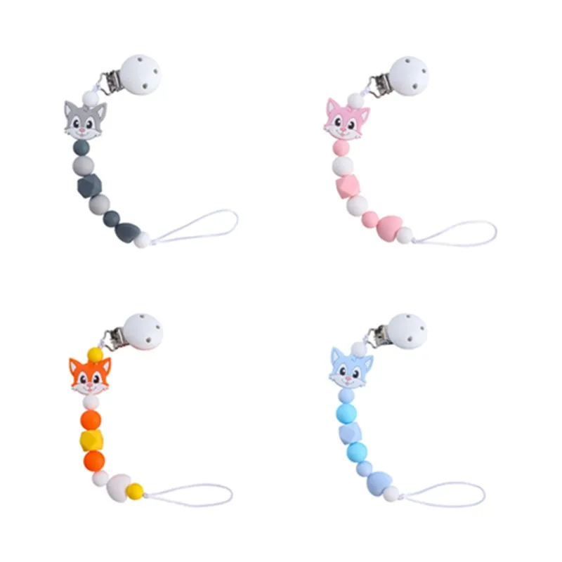 

Baby Pacifier Clips Cartoon Silicone Beads Pacifier Chain Infant Nipple Soother Dummy Holder For Nipples Clips