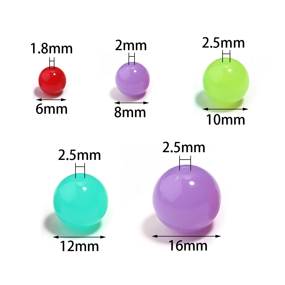 20-100 Stück, 6/8/10/14/16 mm, runde Acrylperlen in Gelee-Farben, lose Perlen zum Verzieren, für die Schmuckherstellung, zum Basteln von Armbändern und Halsketten. – Detail 1