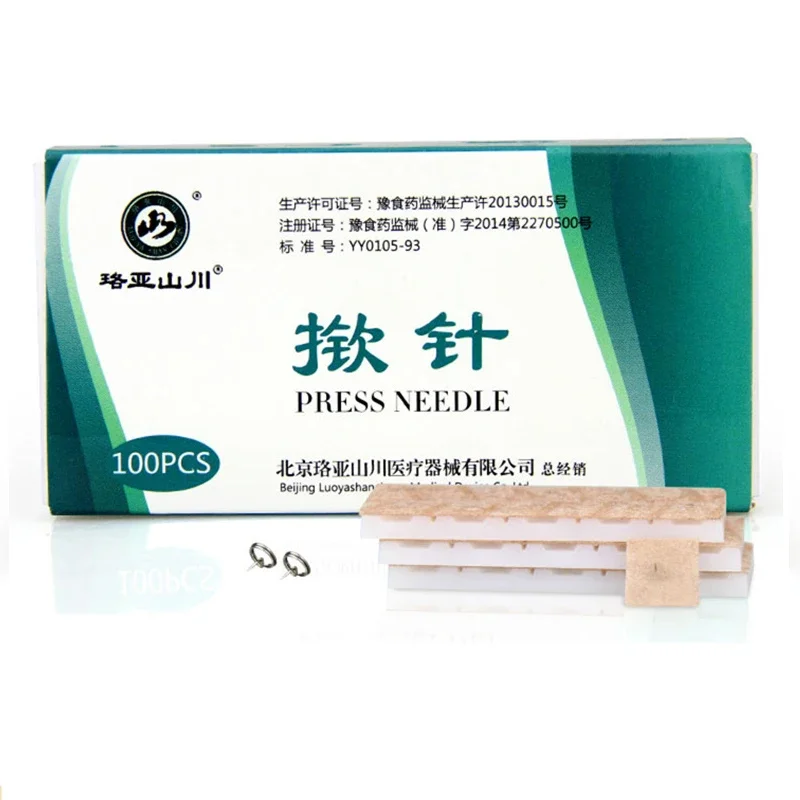 100Pcs/box Chinese Traditional Press Needles Ear Acupuncture Needle Disposable Chinese Acupuncture Therapy for Ears Massage Tool