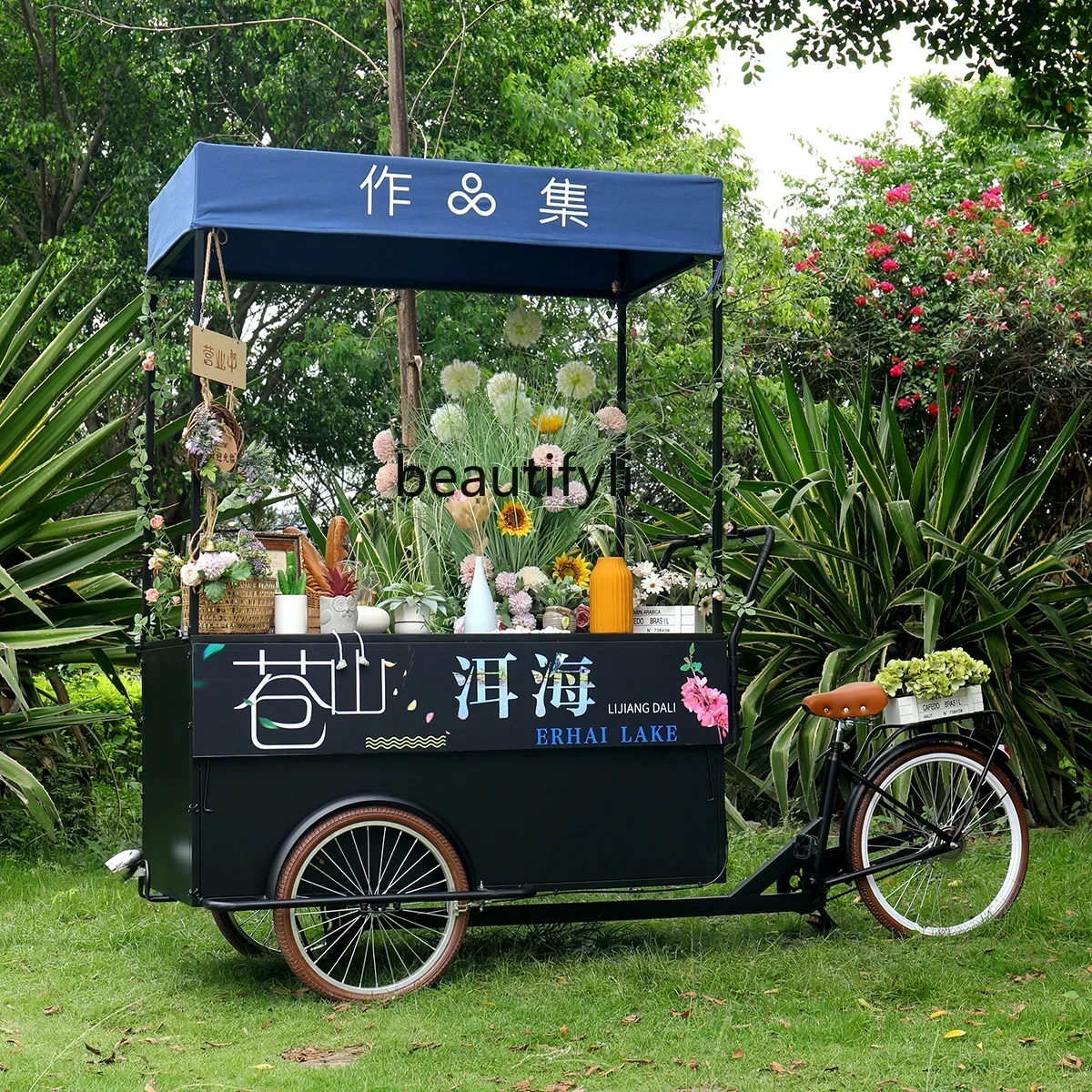 53cqyDisplay stand Night market float Outdoor market stall Promotion cart Iron art stall trolley