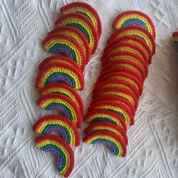 Hand-knitted Crochet Rainbow Hair Clips Cotton Wool Cap, Sweater Canvas Bag Decoration, Clothing Patch Accessories, 5 Pcs, 10Pcs