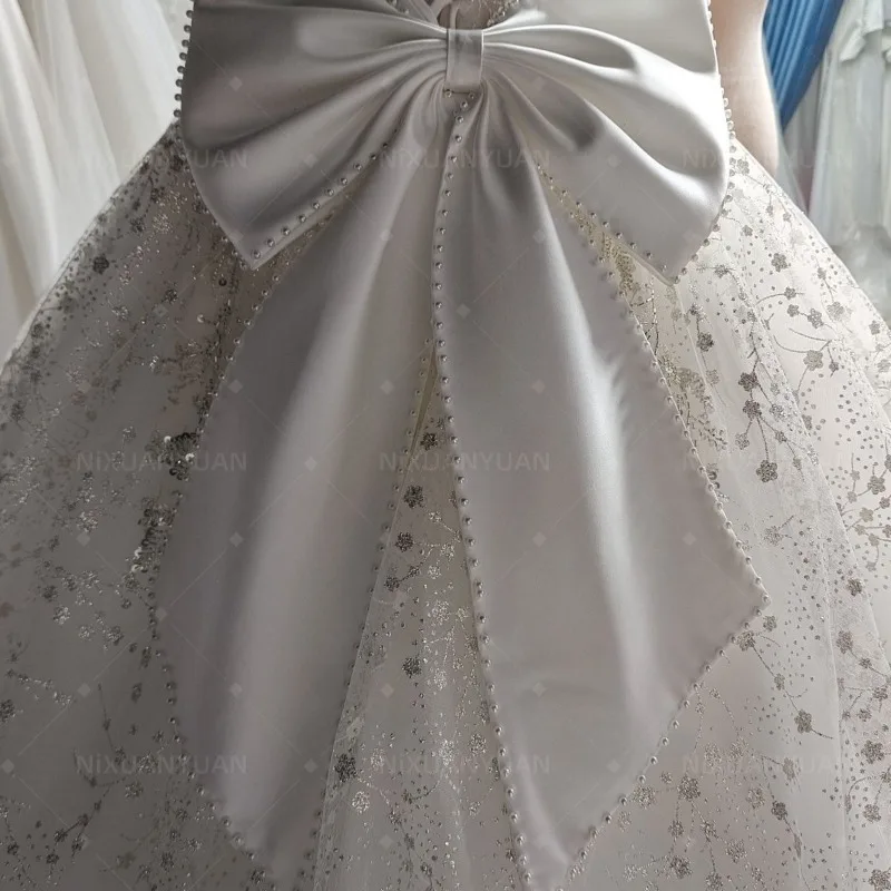 Satin Pearls Bow with Pin Wedding Belt Bride Gown Matching Accessories Detachable Handmade Bowknot