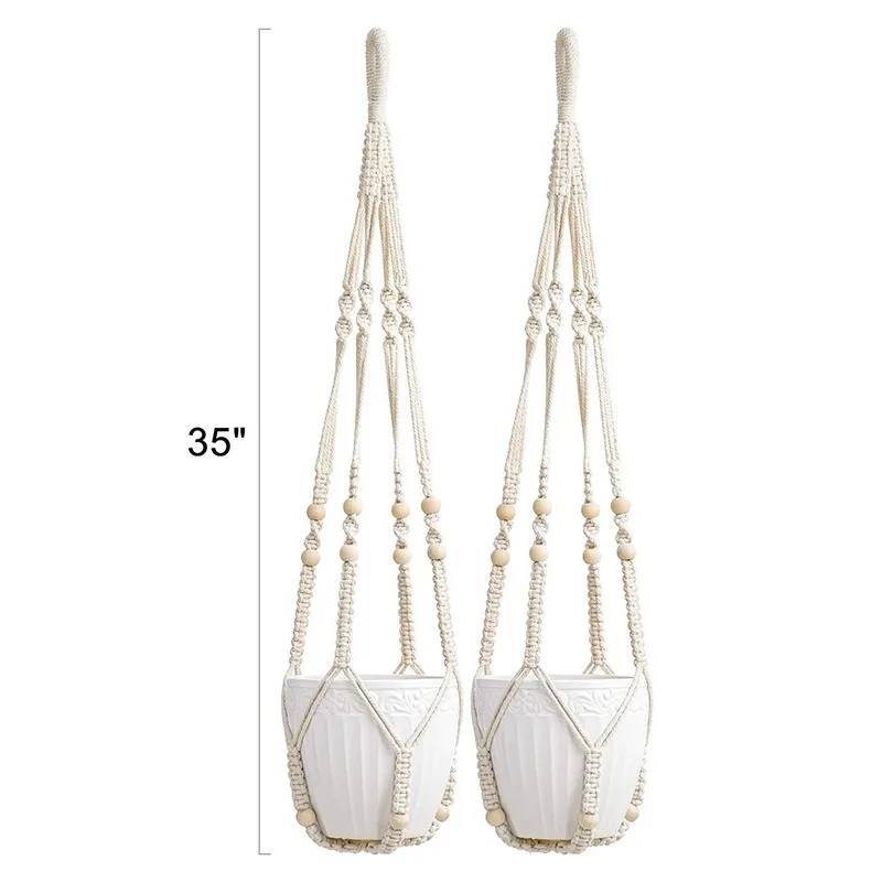 Cross-border flower pot net pocket, hand-woven gardening green plant net pocket hanging basket, hanging flower pot plant cotton