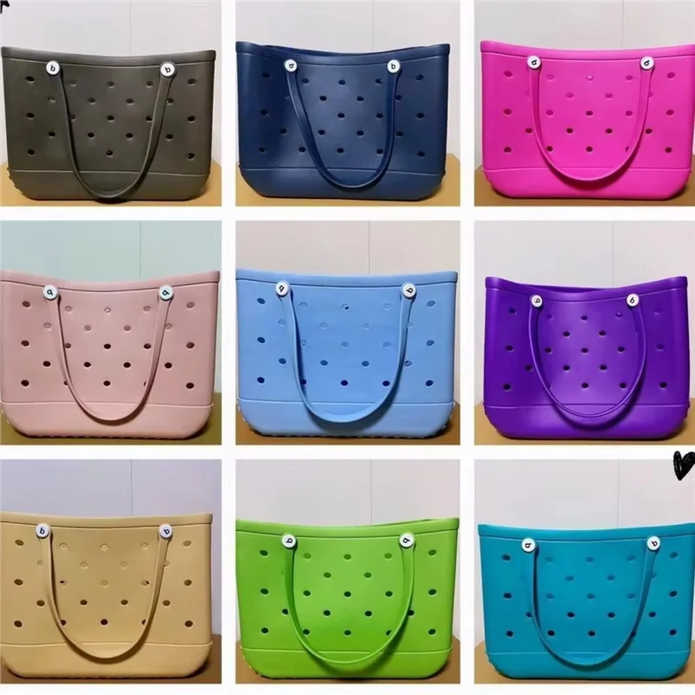 

Beach Tote Bag with Holes Large Printed EVA Outdoor Storage Basket Handheld Pet Carrier for Travel Picnic Shopping