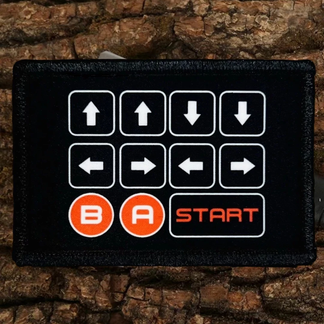 Konami Code  (Contra)  Morale Badge Patch Tactical Airsoft Armband Backpack Military Hook and Loop Patches Printed Sticker