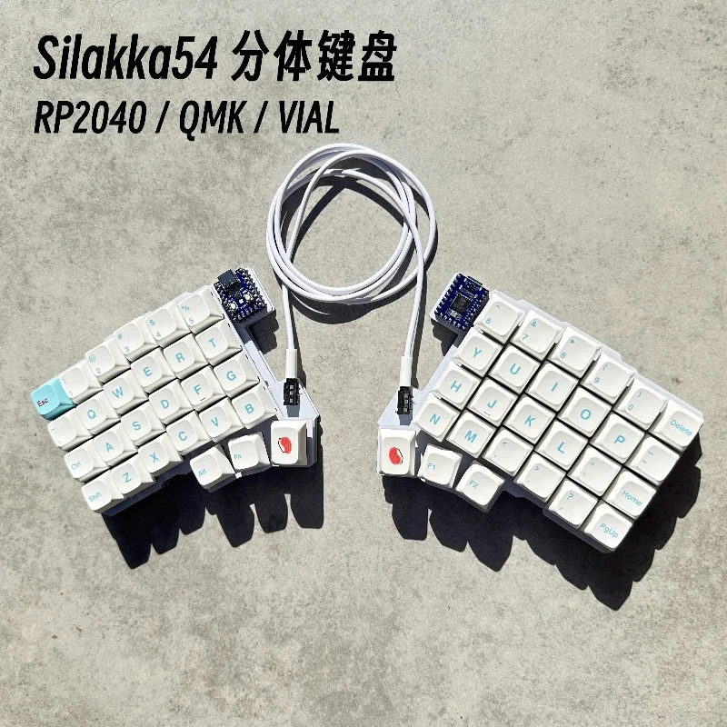 Silakka 54 Split Keyboard Rp2040 Master Control Support QMK/VIAL Hot Swappable Kit Customized Type-c Wired Mechanical Keyboards