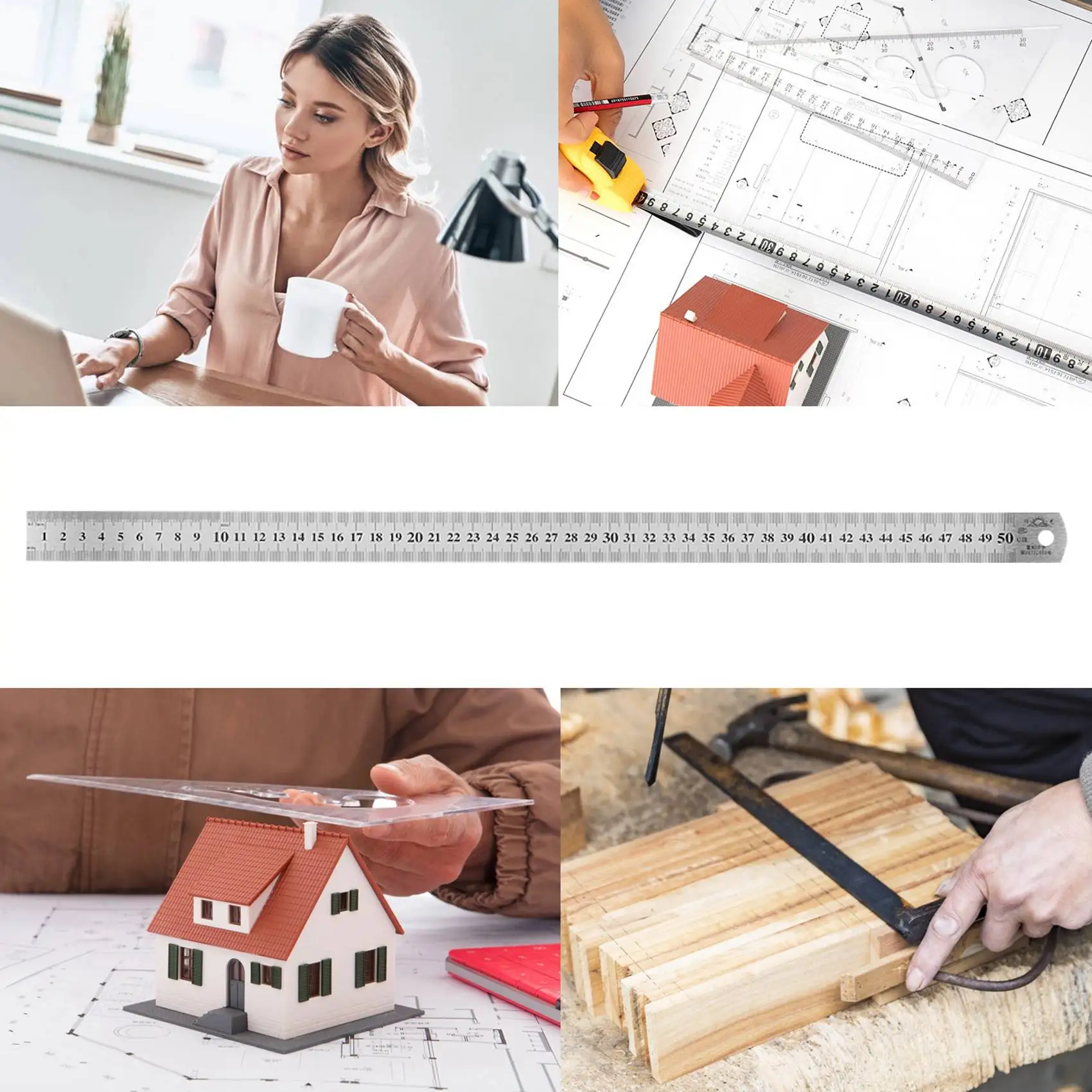 MeasurerGroove Right Stainless Steel Metric Ruler 50 cm Stainless Metric Ruler