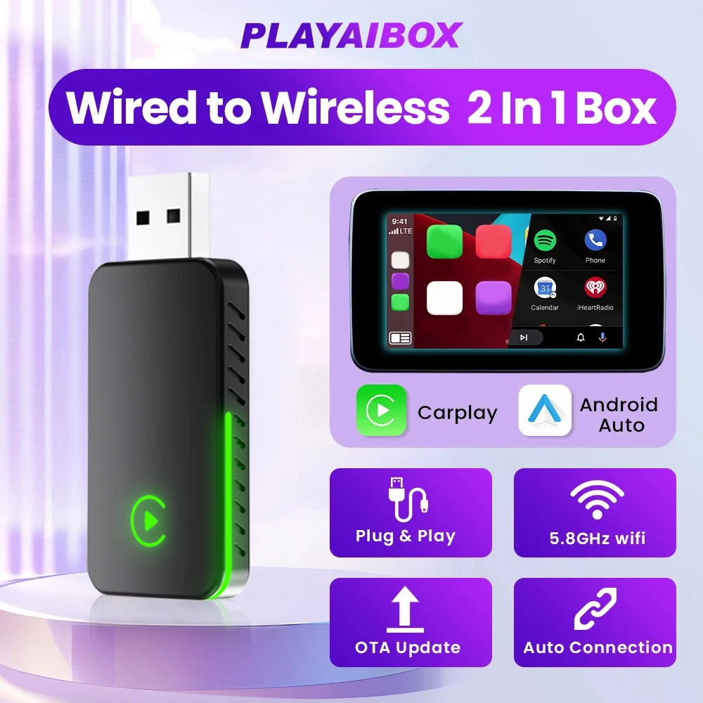 

TrolinkTek Adapter 2 in 1 Wireless CarPlay Android Auto Dongle Car Accessories Ai box for Chevrolet Ford Honda Toyota VW MG