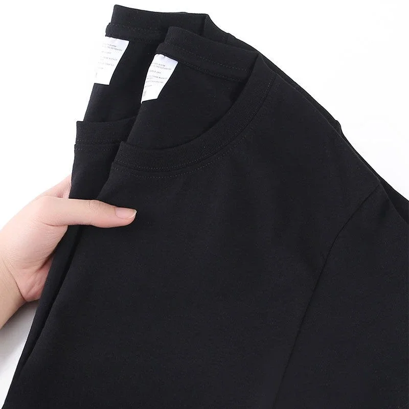 100% Cotton Solid T-Shirts Men's Women's Short Sleeve White Tees Casual Breathable Loose Round Neck T-shirt Couple Tops image 6
