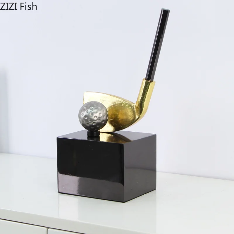 

Minimalism Golden Golf Alloy Statue Modern Crafts Desk Decoration Ornaments Creative Golf Sculpture Room Aesthetics Decor