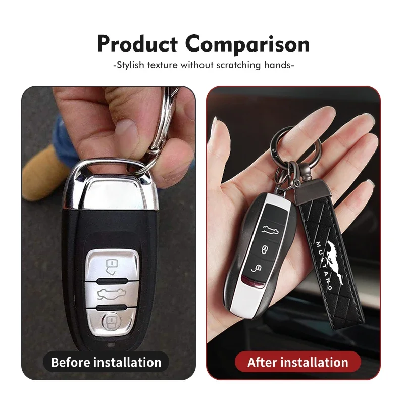 Metal Car Keychain Carbon Fiber Ring Pendant Texture Key Fob For Mustang Universal Big Size Shelby GT