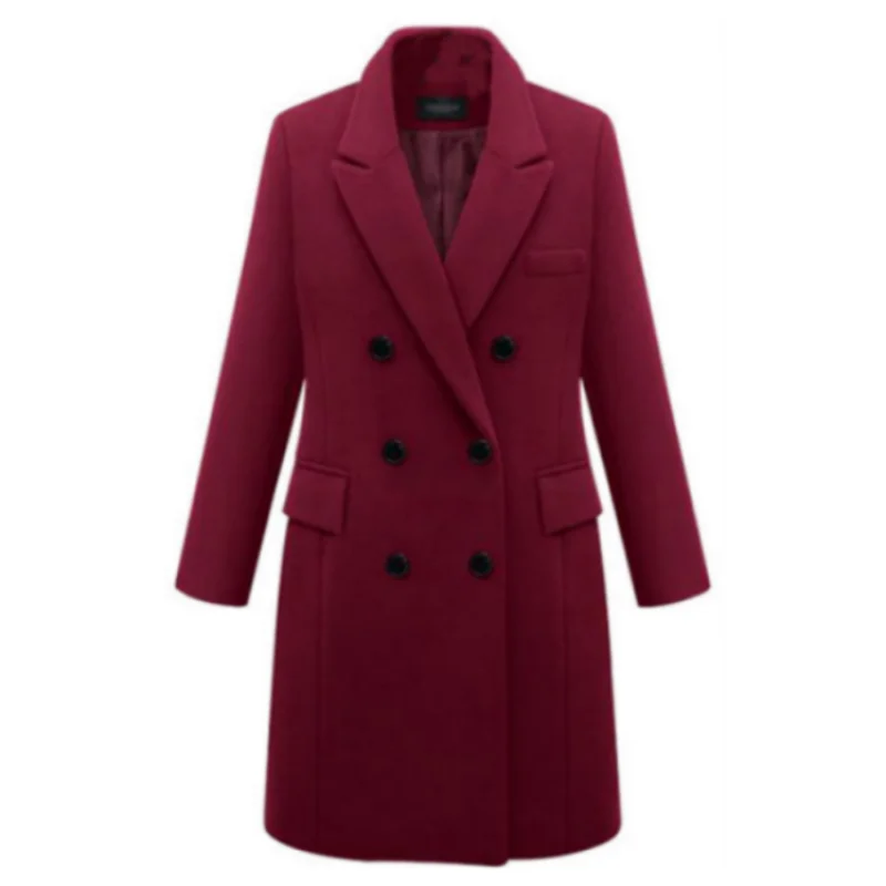 ملابس مكتبية سترات نسائية غير رسمية موضة السيدات الصوف ملابس خارجية فضفاضة أنيقة التلبيب الصلبة مزدوجة الصدر معاطف لخريف وشتاء #4