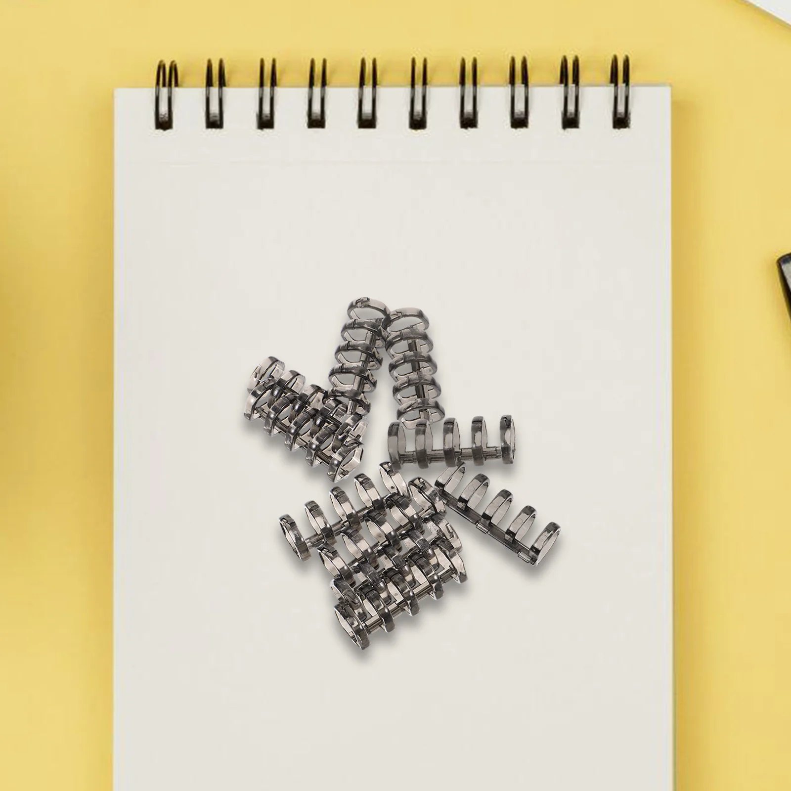 

10pcs Black 5-Hole Binder Rings Plastic Loose Leaf Coils Notebook Supplies Students Teachers Office Use Storage