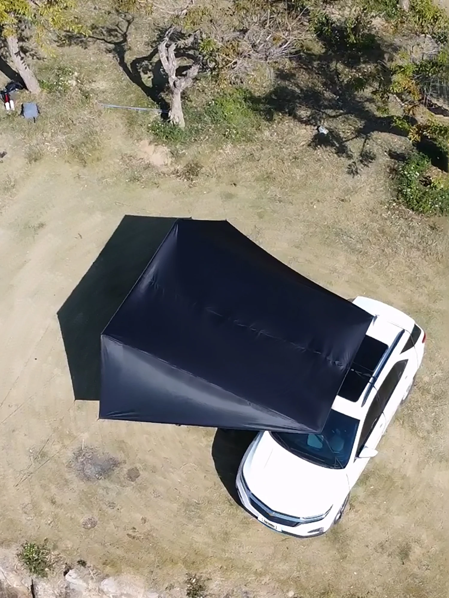 Black Coated Tarp Waterproof 2.5x4m Car Side Awning Sunshade Outdoor Camping Canopy SUV Tent UV Block Trunk Shelter