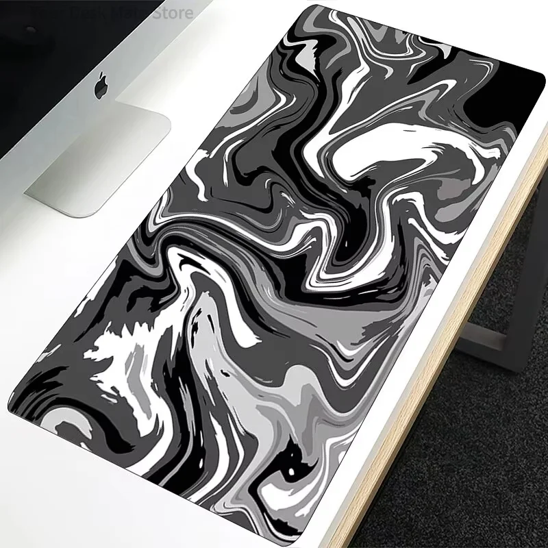 Abstract Liquid Marble Swirl Large Mouse Pad, Non‑Slip Rubber Extended Gaming Desk Mat, Colorful Fluid Art Keyboard Mat
