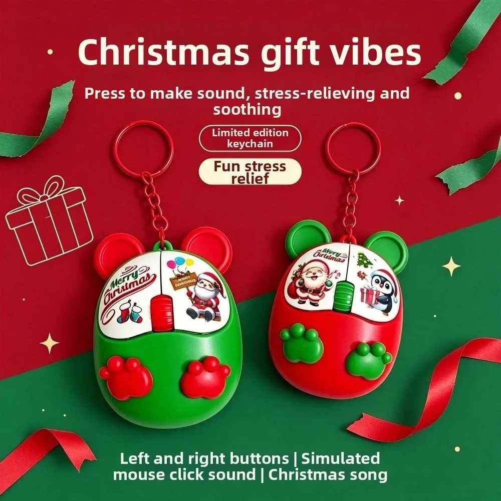Light-emitting Glowing Christmas Key Chain Auditory-feedback Pocket-sized Light Up Sounding Toy Lightweight Clickable