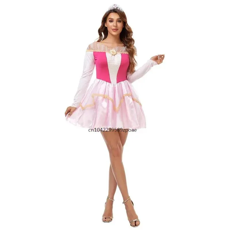 Women Halloween Princess Belle Costume Young Lady Birthday Party Snow White Aurora Dress Ball Gowns 2024