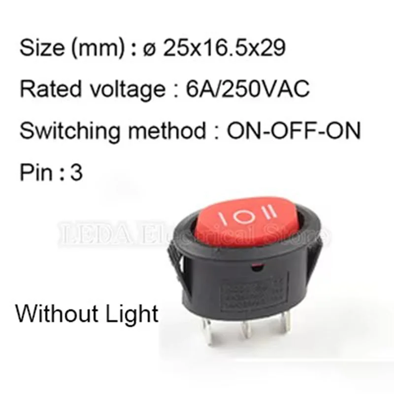 

5Pcs KCD1 Mini Ellipse Rocker Switch 25X16.5mm 3Pin ON OFF 6A 250VAC Power Button Switch With Light Electric Kettle Power Switch