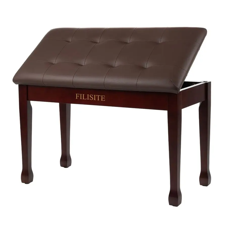 

Duet Piano Bench with Storage, Wooden Piano Stool with Waterproof Padded Cushion, Bench Seat for Vanity, Living Room, Bedroom B