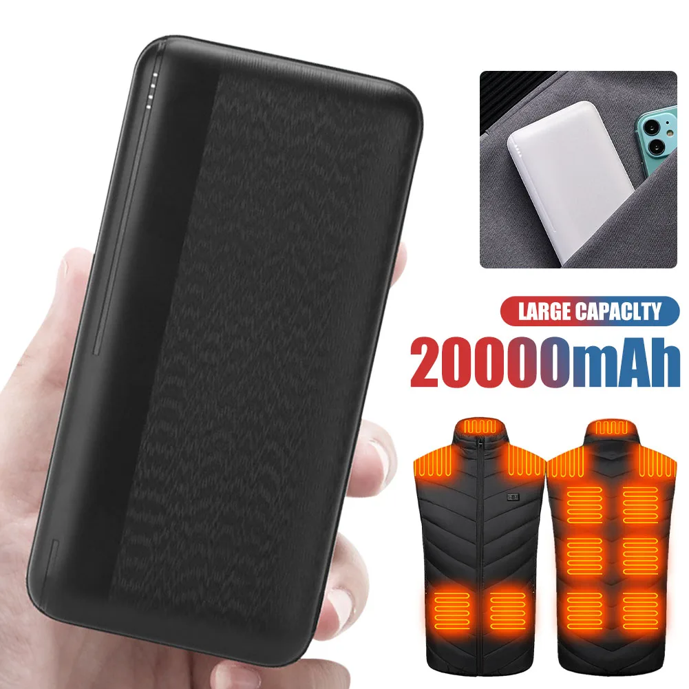 Power Bank External Battery Pack for Heating Vest, Jacket, Scarf, Socks, Glove, Micro, Type-C Out, Fast Charger, 20000mAh, New