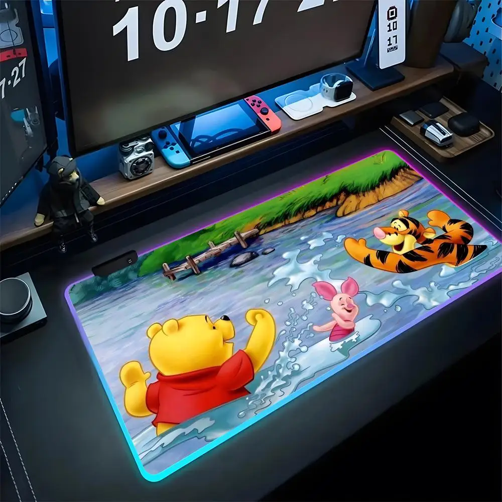 

Winnie The Pooh Mouse Pad Gaming Rgb Mousepad Diy Printing Backlit Keyboard Gamer Girl Xxl Laptop Mat Table Pads Deskpad