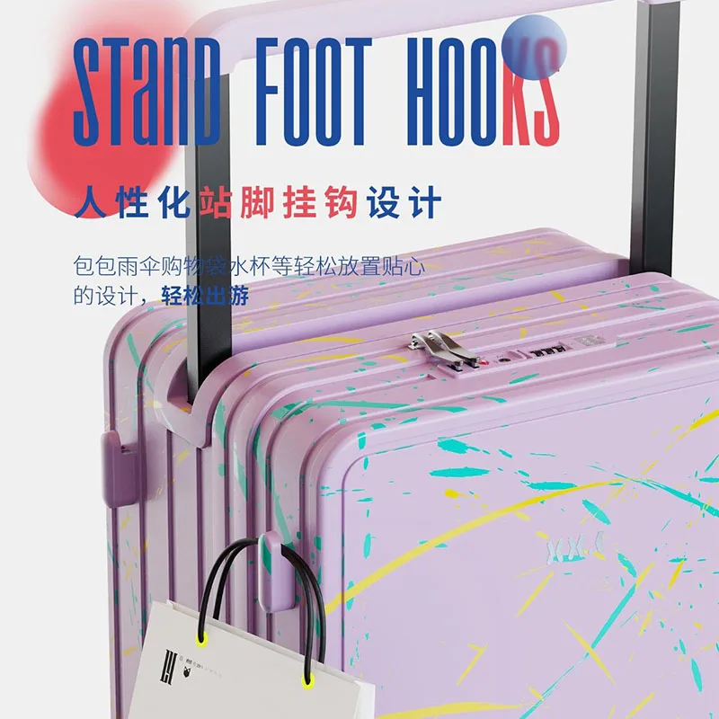 New luggage wide pull rod boarding box Travel code box female 20/26 inch splash ink series suitcase