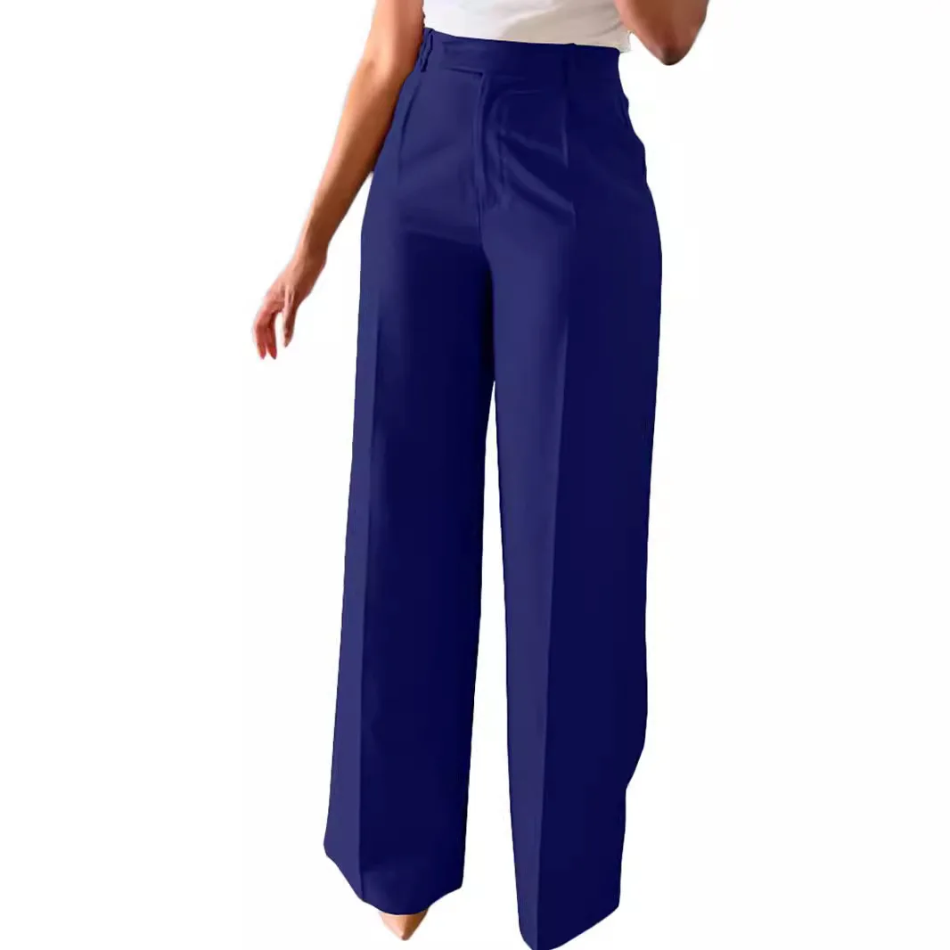 High Waist Drapey Straight Leg Trousers Formal Suit Long Pants Commute Casual Faion Women's Premium Pants Western Sle