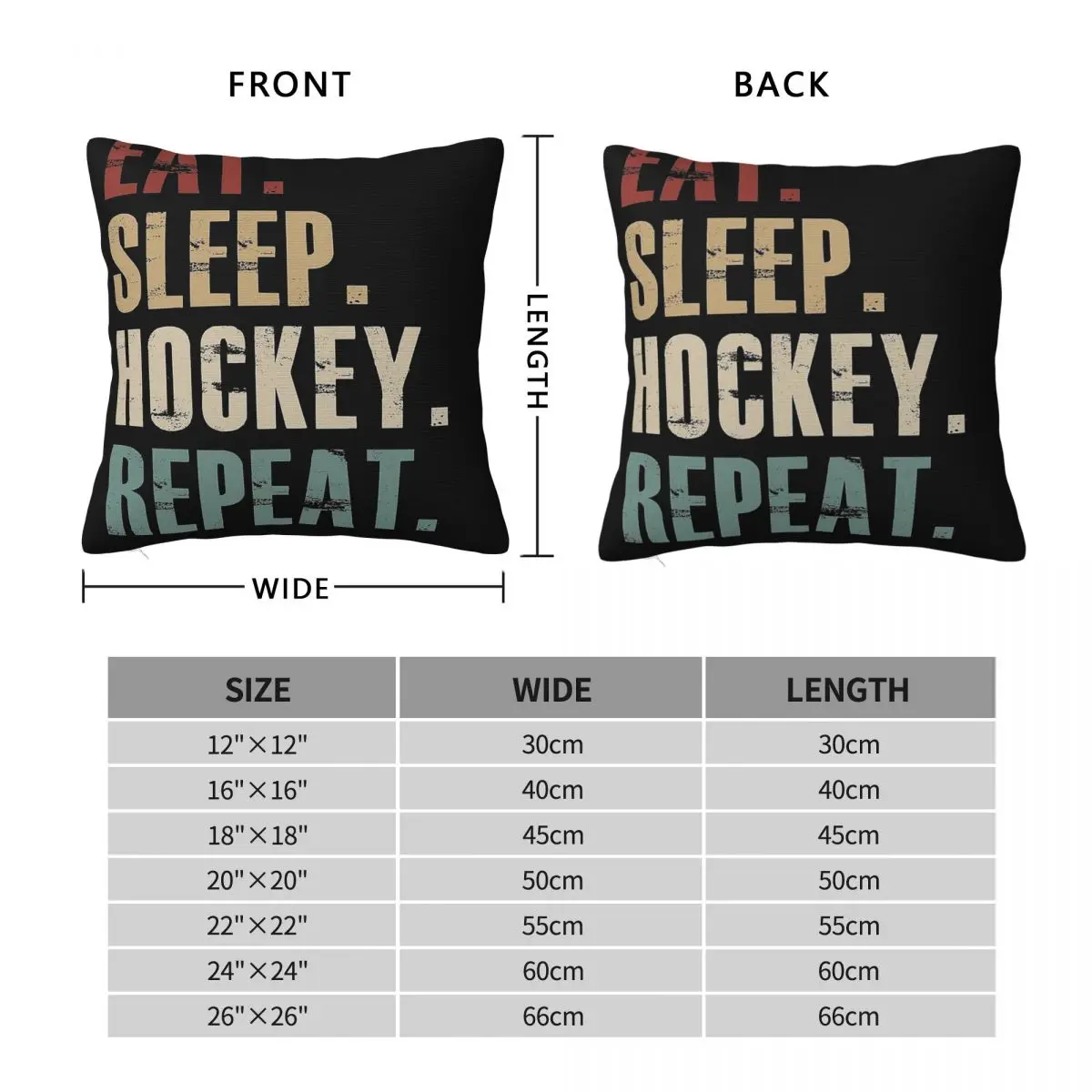 Eat Sleep Hockey Repeat 2 Pillowcase Polyester Linen Velvet Printed Zip Decor Throw Pillow Case Car Cushion Case Wholesale