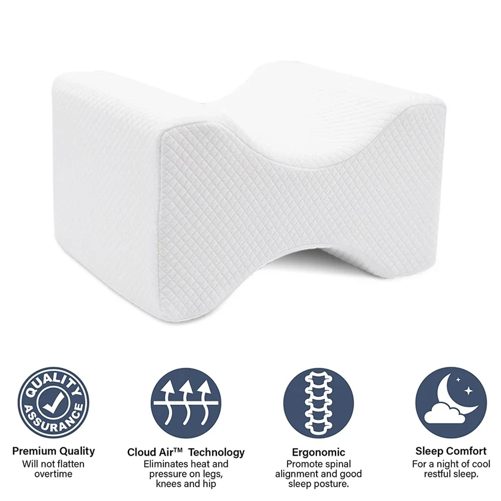 BOTQTOW 1PC Leg Elevation Pillow - Memory Foam Knee & Leg Pillow for Side Sleepers, Contour Memory Foam Cushion for Pregnancy