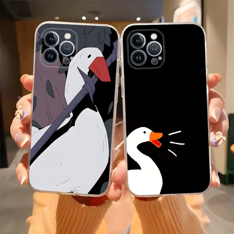 Untitled Goose Game Duck Phone Case Transparent For Iphone 14Pro 11 12 13 Pro Max Mini 6 6s 7 8 Plus X XR XS SE2020 Cover