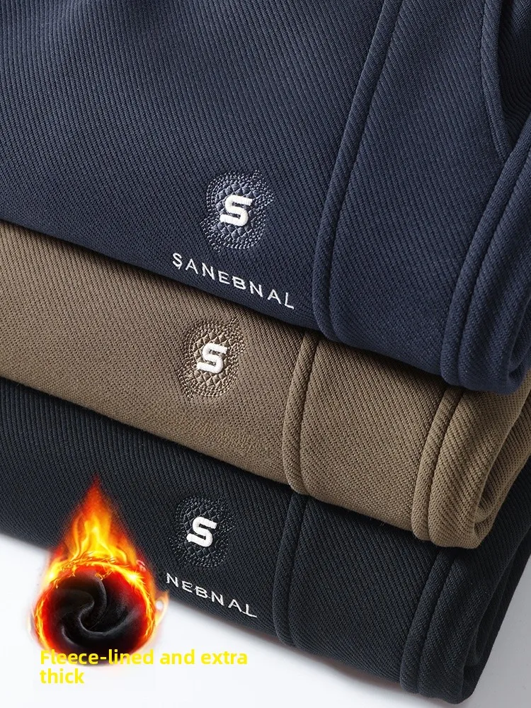 

Thiened Fce Men's Joggers Casual Loose Sports Leisure Pants Harlan Sle Elastic Waisand Polyester Cotton Blend