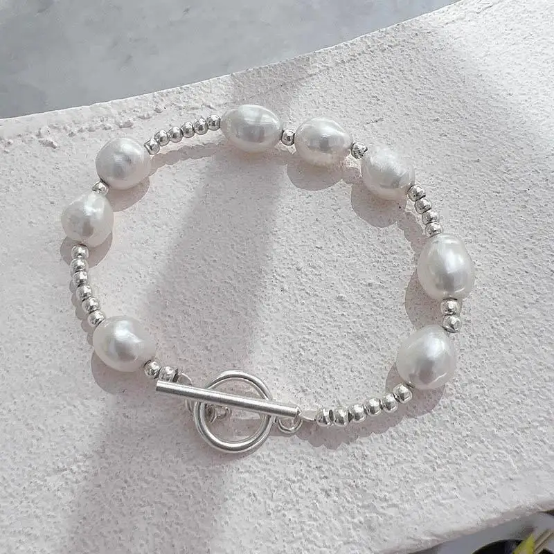 Heißer Verkauf Einfache Design Natürliche Barock Süßwasser Perle Edelstahl Weiblichen Charme Armband Schmuck Für Frauen Geschenke Billig – Detail 4