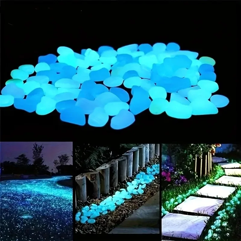 Glow in the Dark Pebbles Stones 1cm Fluorescent Rocks Luminous for Fish Tank Aquarium Aquatic Landscape Home Decor
