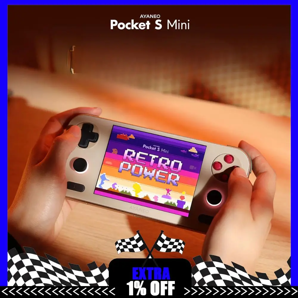 AYANEO Pocket S Mini Game Console 4.2Inch 4:3 1280x960 LCD Screen Hall-Effect Joystick&Trigger Handheld Game Console Custom Gift