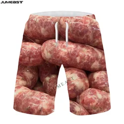 Jumeast Y2k Men Women 3D Printed Food Meat Hip Hop Board Shorts Trunks Quick Dry Beach Casual Sweatpants Short Pants