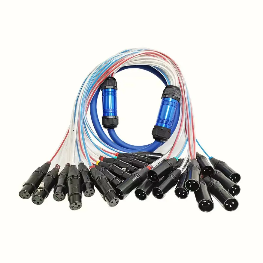 

High quality 12 Channel 3 Pin XLR Snake Cable Male to Female Extension Audio Cord 12 XLR female plug to 12 XLR male plug.