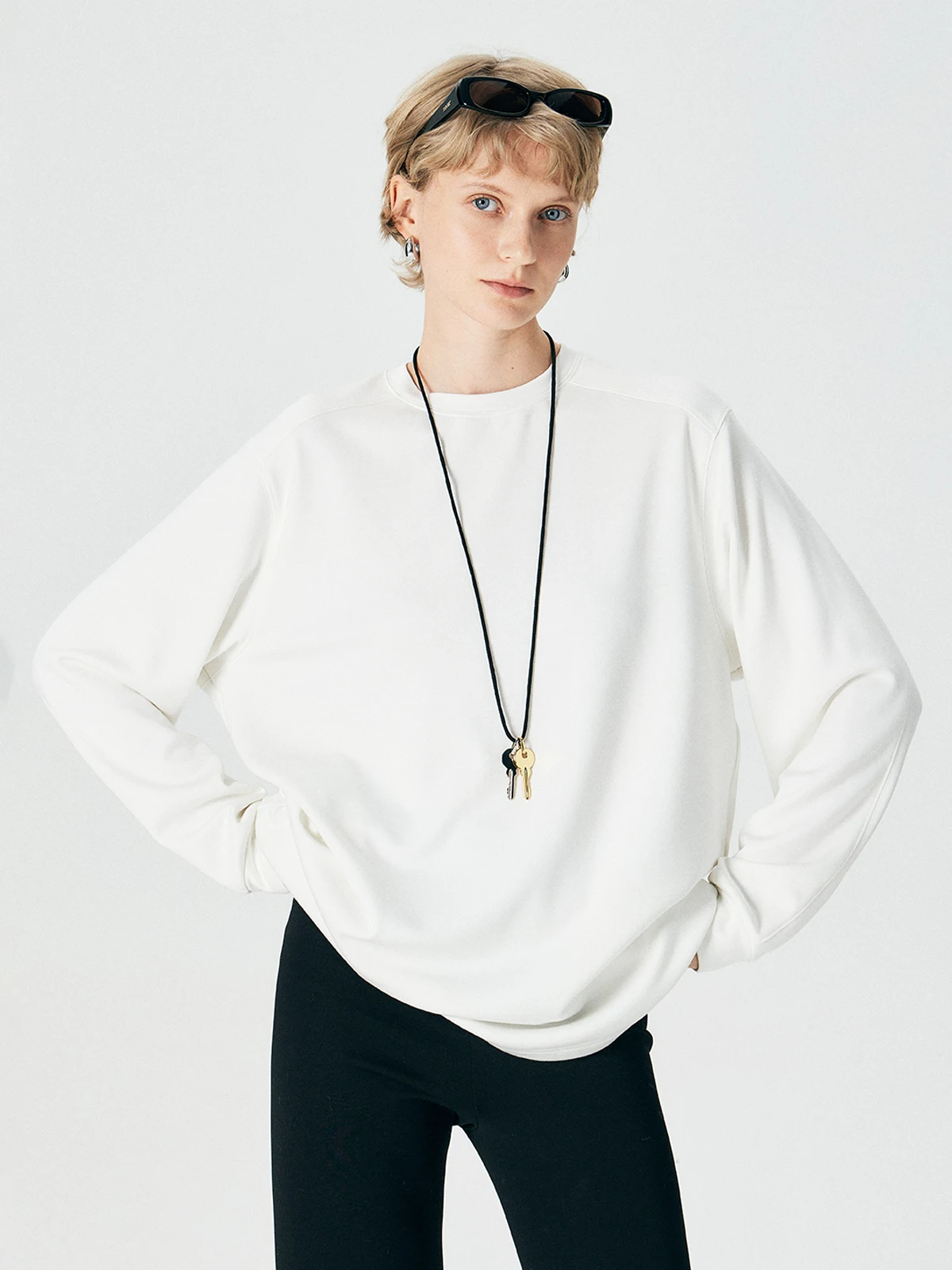 

Thoransaura Thiened Fce Lazy T-irt Cr Cotton Loose Fit Ultra Soft round Ne Long Sve T-irt Women's Casual Wear