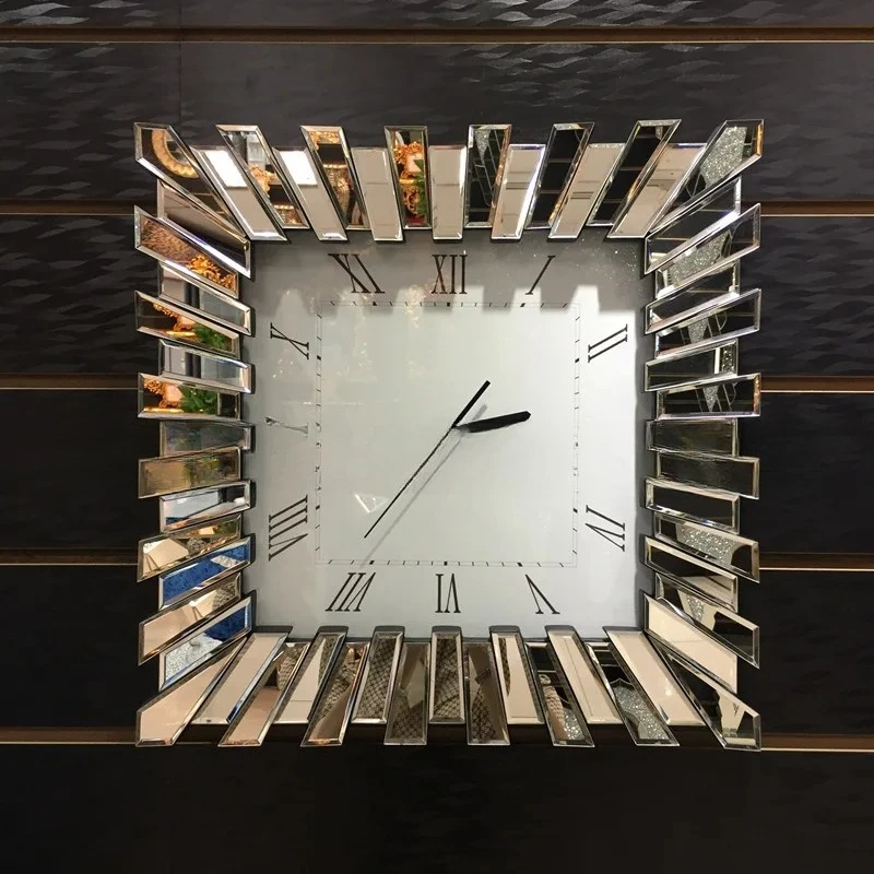 Living room wall hanging creative decoration wall clock sun brand movement clock mirror glass  clock mirror