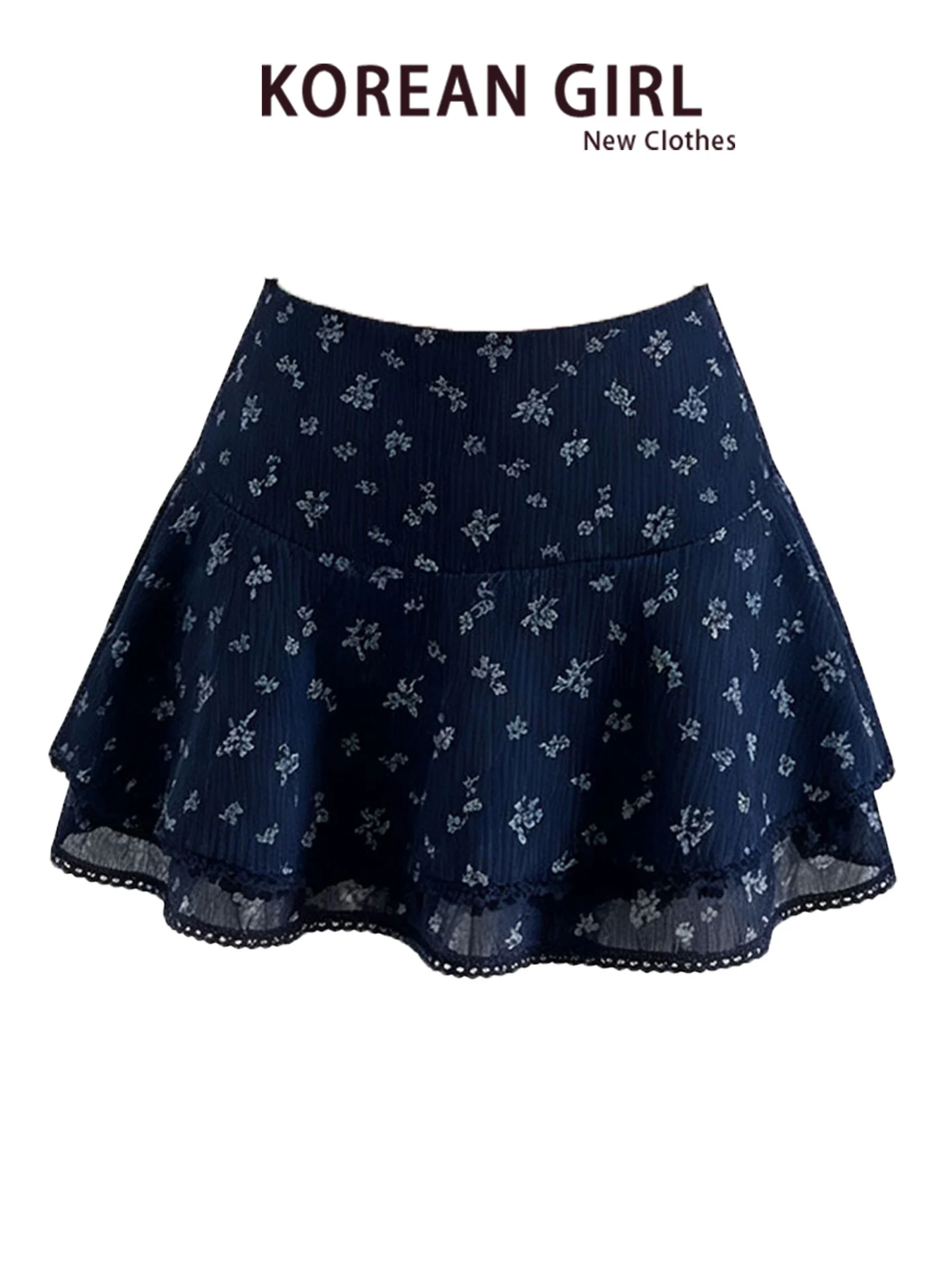 Sweet Floral Print High Waist A-Line  Skirt Women's Early Autumn New Style Versatile Short Skirt Breathable Casual Skirt
