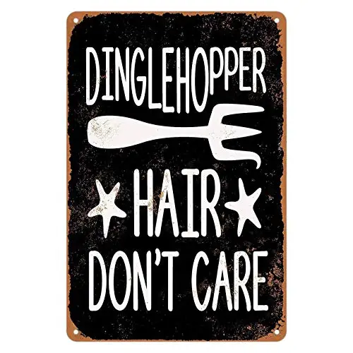 KENSILO Tin Signs Metal Vintage Dinglehopper Hair Don't Care Bar Restaurant Funny Wall Decores