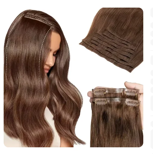 Clip in Hair Extensions 100% Real Human Hair, 12-24Inch 100-120g Clip in Extensions for Women, Invisible Straight Hair