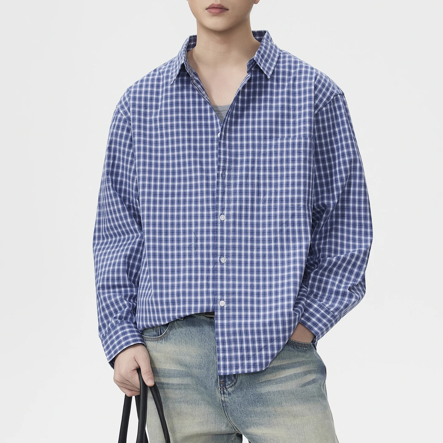 

Pure Cotton Plaid Shirt Men Cityboy Streetwear Fashion Loose Casual Long Sleeve Shirts Male Women Couple Shirt Blouses Tops