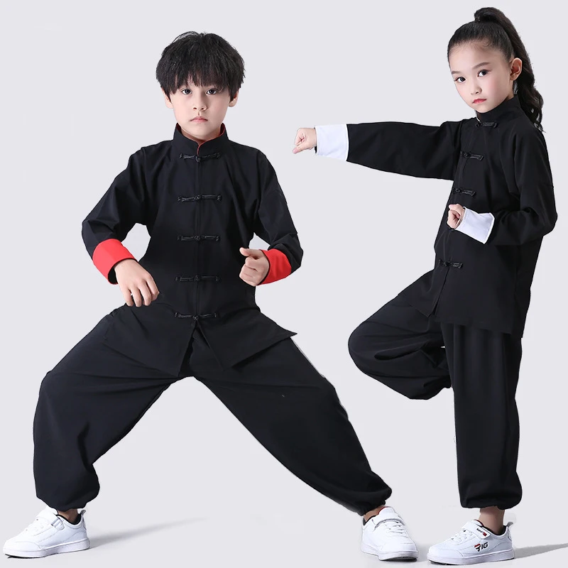 Children Kung Fu Uniform Traditional Chinese Clothing for Boys Girls Wushu Costume Top Pants Suit Set Tai Chi Folk Stage Outfit