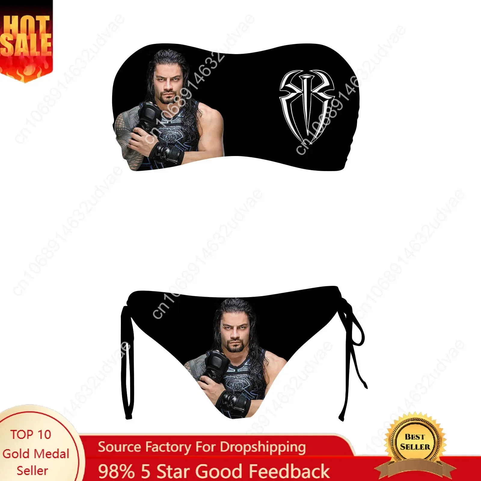 Roman Reigns Swimsuit Womens Drawstring Two Piece Set Bathing Suits Personalized Swimwear Pool Party Bikini Customize Beachwear